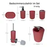 Badset 6-teilig, Badezimmer Zubehörset, Badaccessoires Rot Produktbild-Vorschau 2