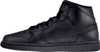 A side view of a black Nike Air Jordan 1 Mid sneaker against a white background. Produktbild-Vorschau