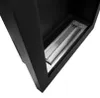 A close-up view of the burner assembly of a black ethanol fireplace. Voir les images du produit