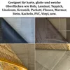 A collage of images showing different types of rug grippers on various surfaces like wood, laminate, tile, and carpet. Produktbild-Vorschau