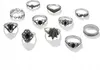 Silber RETRO PUNK BOHO 12 SET RETRO RINGE Produktbild-Vorschau 1
