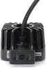 A close-up view of the back of a black LED work light, showing its heat sink fins and mounting bracket. Produktbild-Vorschau