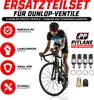 A cyclist on a road bike, surrounded by product information and accessories. Produktbild-Vorschau