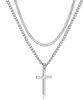 Herren Edelstahl Kreuzkette Silber/Gold/Schwarz Layered Produktbild-Vorschau 1