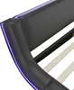 A close-up view of the corner of a black upholstered bed frame with integrated purple LED lighting. Anteprima dell’immagine prodotto