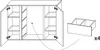 An illustration showing a cabinet with its doors open and a separate drawer unit. Produktbild-Vorschau