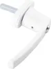A white window handle with a silver metal spindle, shown against a white background. Anteprima dell’immagine prodotto