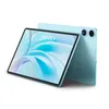 A light blue tablet is shown at an angle, with its screen facing the viewer. Another tablet is propped up behind it, showing its rear cameras. The screen displays the time and a stylized graphic. Produktbild-Vorschau
