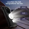 A rugged smartphone with its flashlight on, set against a dark, outdoor background. Anteprima dell’immagine prodotto
