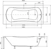 Technical drawing of a bathtub with dimensions. Produktbild-Vorschau