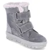 A single gray boot with pink trim and silver accents is shown against a white background. Voir les images du produit