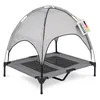 A gray elevated dog bed with a canopy, shown against a white background. Produktbild-Vorschau