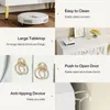 Collage of images showcasing features of a white shoe cabinet. Produktbild-Vorschau