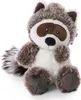 A plush toy raccoon sitting on a white background. Produktbild-Vorschau