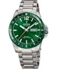 A product shot of a Festina men's watch with a green dial and silver metal band. Produktbild-Vorschau