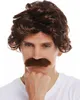 WIG ME UP Perücke Schnauzbart Braun 70er Retro Cop Produktbild-Vorschau 3