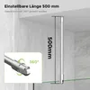 A close-up view of a shower support rod attached to a ceiling, with a smaller inset showing a detail of the rod's joint. Produktbild-Vorschau