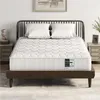 A mattress is displayed on a bed frame with pillows. Produktbild-Vorschau