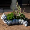 Zement Pflanzschale grau Raupe 8 x 23cm Blumentopf Produktbild-Vorschau 1