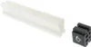 A white plastic component and a black metal component are shown against a white background. Produktbild-Vorschau