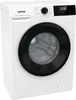 A white Gorenje washing machine with a black door and control panel is shown against a white background. Produktbild-Vorschau