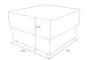 A line drawing of a rectangular ottoman with dimensions indicated. Náhled obrázku produktu