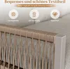 Close-up of a woven rope detail on outdoor furniture, with marketing icons and text. Produktbild-Vorschau