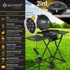 A KESSER electric grill is shown in a grassy outdoor setting, with a diagram highlighting its features. Produktbild-Vorschau