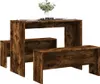 A dining table and bench set with a wood grain finish, set against a white background. Náhled obrázku produktu