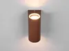 A single brown cylindrical outdoor wall light is mounted on a white wall. Voir les images du produit