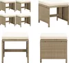 vidaXL Gartenhocker 4 Stk. mit Sitzkissen Poly Rattan Beige Produktbild-Vorschau 1