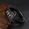 Schwarzes Lederarmband mit Stahlelementen, 21 cm Produktbild-Vorschau 2