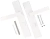 Two white door handles with mounting hardware on a white background. Produktbild-Vorschau