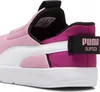 A close-up view of the heel and side of a pink and purple Puma slip-on shoe. Podgląd zdjęcia produktu