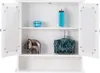 A white medicine cabinet with its doors open, displaying various bathroom accessories on its shelves. Anteprima dell’immagine prodotto
