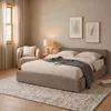 Polsterbett CURSIO mit Lattenrost 140x200, Taupe – Bett mit Produktbild-Vorschau 1