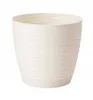 A cream-colored plastic plant pot with a matching saucer, isolated on a white background. Náhled obrázku produktu