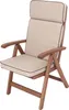 A studio shot of a wooden garden chair with a beige cushion. Produktbild-Vorschau