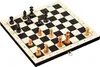 A wooden chess set with pieces arranged on the board, shown from a diagonal angle. Podgląd zdjęcia produktu