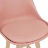 A close-up view of the seat and legs of a pink bar stool. Náhled obrázku produktu