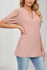 ASKSA Damen T-Shirt Puffärmel Aushöhlen Bluse V-Ausschnitt Produktbild-Vorschau 3