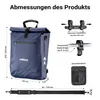 Wiltec 65499, Zadní, Taška na kolo, PVC, Polyester, Modrá, Náhled obrázku produktu 3