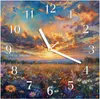 Wanduhr aus Glas mit Motiv Blumenwiese Sonnenuntergang- 30 Produktbild-Vorschau 1