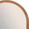 A close-up view of the top curved edge of a mirror with a wooden frame. Anteprima dell’immagine prodotto