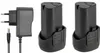 A charger and two battery packs for a cordless tool. Podgląd zdjęcia produktu