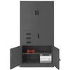 A gray metal filing cabinet with drawers and doors. Podgląd zdjęcia produktu