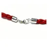 Seidenkordel rot 925/- Sterling Silber Verschluß 49 cm Produktbild-Vorschau 4