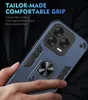 A hand holding a blue phone case with a ring stand. Produktbild-Vorschau