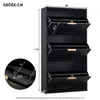 A diagram showing the dimensions of a black shoe cabinet. Podgląd zdjęcia produktu