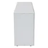 A side view of a white sideboard with wood-colored accents. Voir les images du produit
